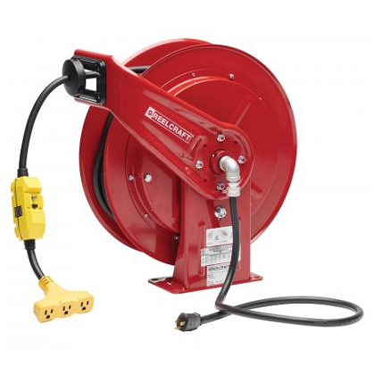 L 70100 123 9G - 12/3 100' Heavy Duty Triple Outlet w/GFCI Power Cord Reel